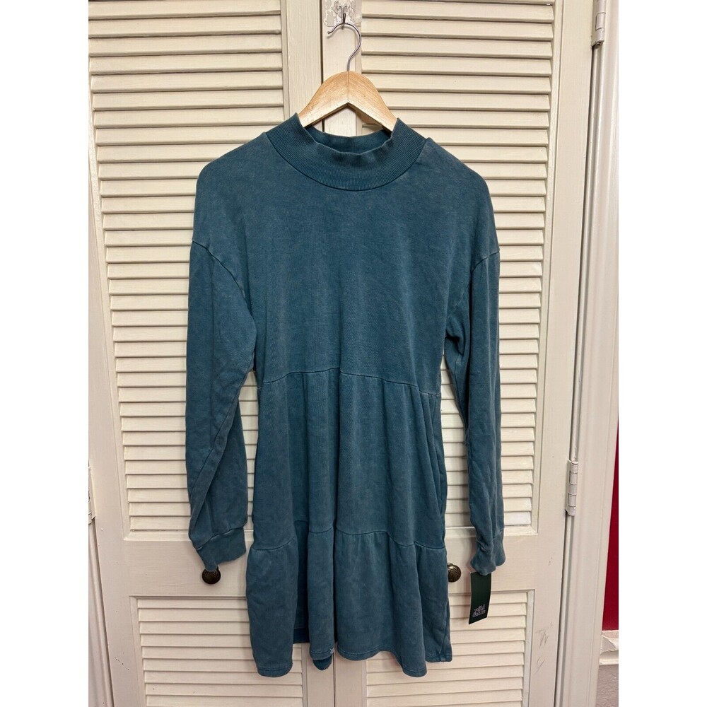 Women's Long Sleeve Sweatshirt Dress - Wild Fable Washed Green Size Small